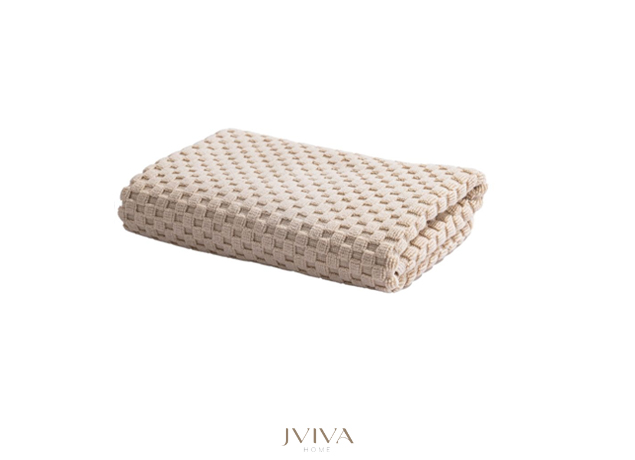 ผ้าเช็ดหน้าคอตตอน Luxe  ขนาด 12x12 นิ้ว (1.5 ปอนด์) - ลายจุด (Dotted) สีเบจ Beige Bone