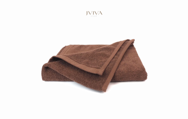 Jviva - ผ้าขนหนูคอตตอน ผ้าเช็ดหน้า/ผ้าเช็ดผม (Hotel Collection) - สีน้ำตาล