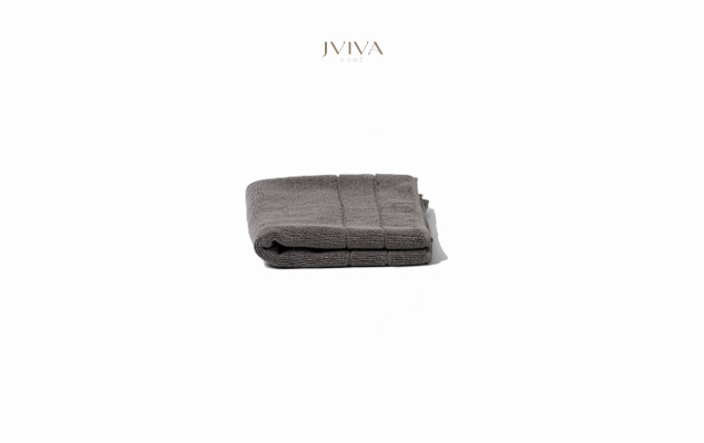 ผ้าเช็ดหน้าคอตตอน Luxe  ขนาด 12x12 นิ้ว (1.5 ปอนด์) - ลายร่องคู่ (Parallel)  สีเทา Grey Charcoal