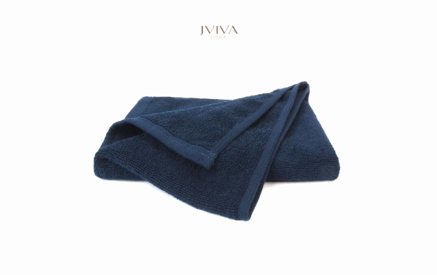 Jviva - ผ้าขนหนูเช็ดหน้า / ผ้าเช็ดผมคอตตอน (Hotel Collection)  - สีกรมท่า