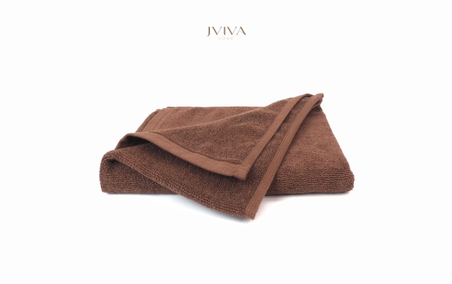 Jviva - ผ้าขนหนูเช็ดหน้า / ผ้าเช็ดผมคอตตอน (Hotel Collection)  -  สีน้ำตาล