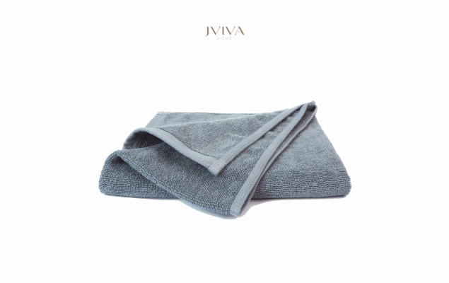 Jviva - ผ้าขนหนูเช็ดหน้า / ผ้าเช็ดผมคอตตอน (Hotel Collection)  - สีเทา
