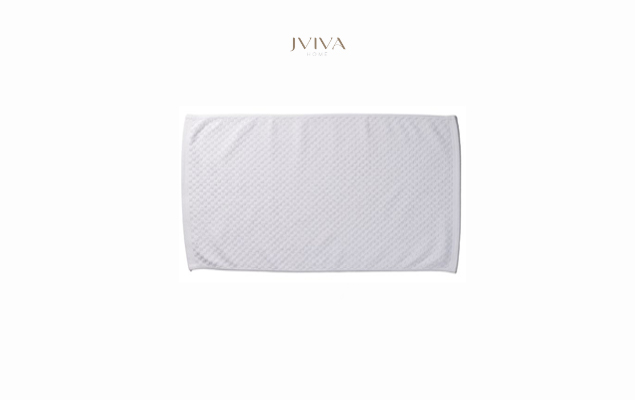 ผ้าเช็ดเท้าคอตตอน Luxe  ขนาด 18x28 นิ้ว (8 ปอนด์) - ลายจุด (Dotted) สีขาว Crystal White