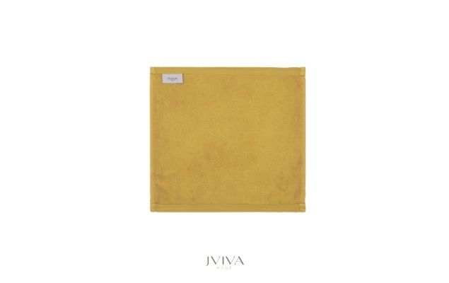 ผ้าเช็ดหน้าใยไผ่ 100% ขนาด 13x13 นิ้ว สีเหลือง Yellow Mustard