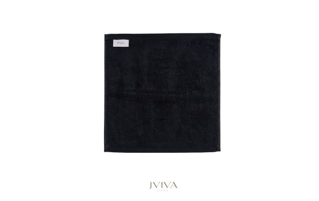 ผ้าเช็ดหน้าใยไผ่ 100% ขนาด 13x13 นิ้ว สีดำ Onyx Black