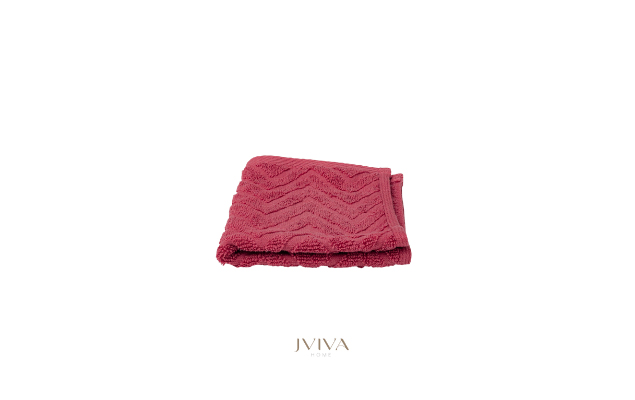ผ้าขนหนูคอตตอน เช็ดหน้า 12x12 นิ้ว - CottonLuxe Collection_Chevron แดง Red Berry