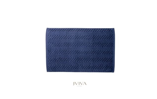 ผ้าเช็ดเท้าคอตตอน 18x28 นิ้ว - CottonLuxe Collection_Chevron กรมท่า Navy Peony