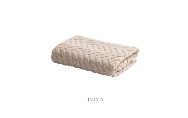ผ้าขนหนูคอตตอน เช็ดตัว 27x54 นิ้ว - CottonLuxe Collection_Chevron เบจ Beige Bone