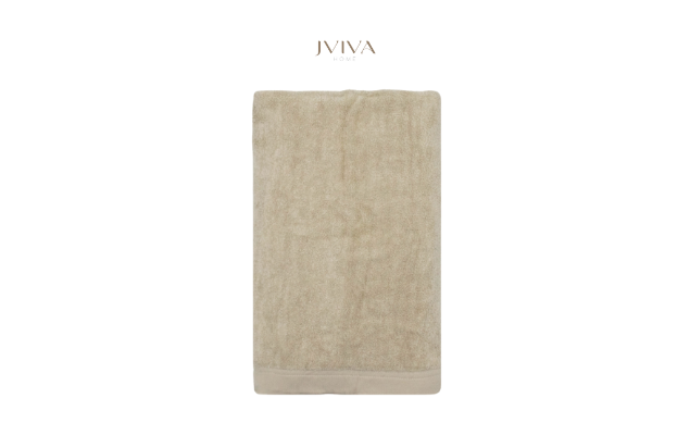 ผ้าเช็คผมใยไผ่ 100% ขนาด 15x30 นิ้ว สีเบจ Beige Bone