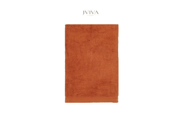 ผ้าเช็คผมใยไผ่ 100% ขนาด 15x30 นิ้ว สีส้ม Burnt Orange